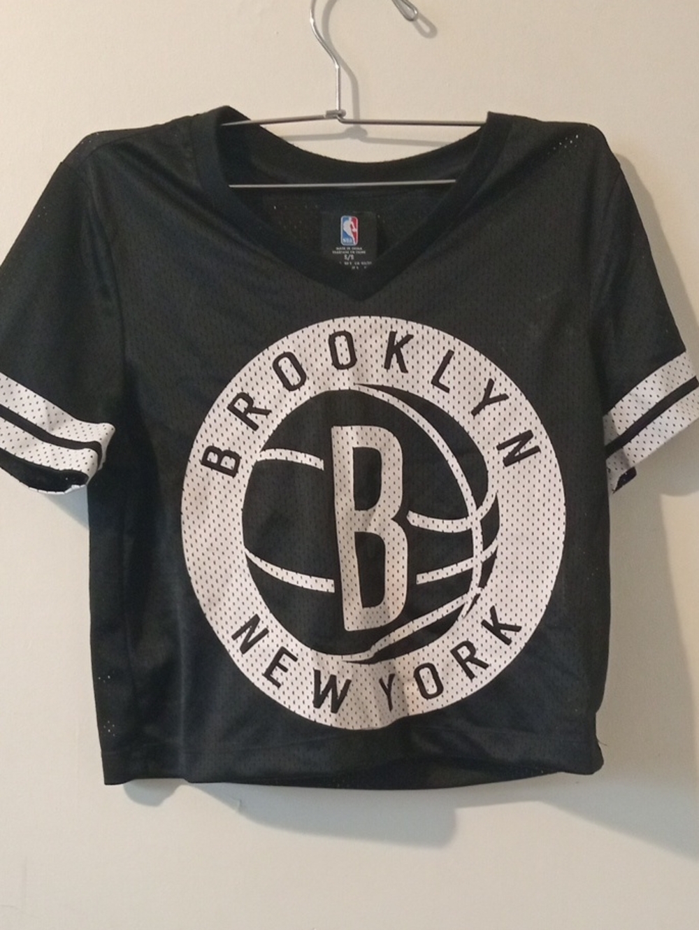 NBA Brooklyn Black and White  Jersey Crop Top